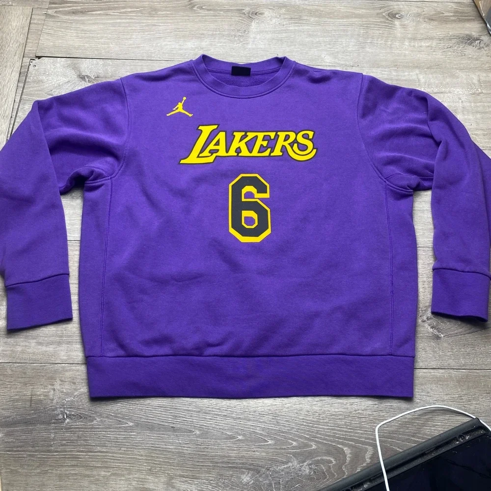 Jordan Sweatshirt Lakers‎ LeBron James 6 Mens Large Purple Cotton DN4718-504 NBA